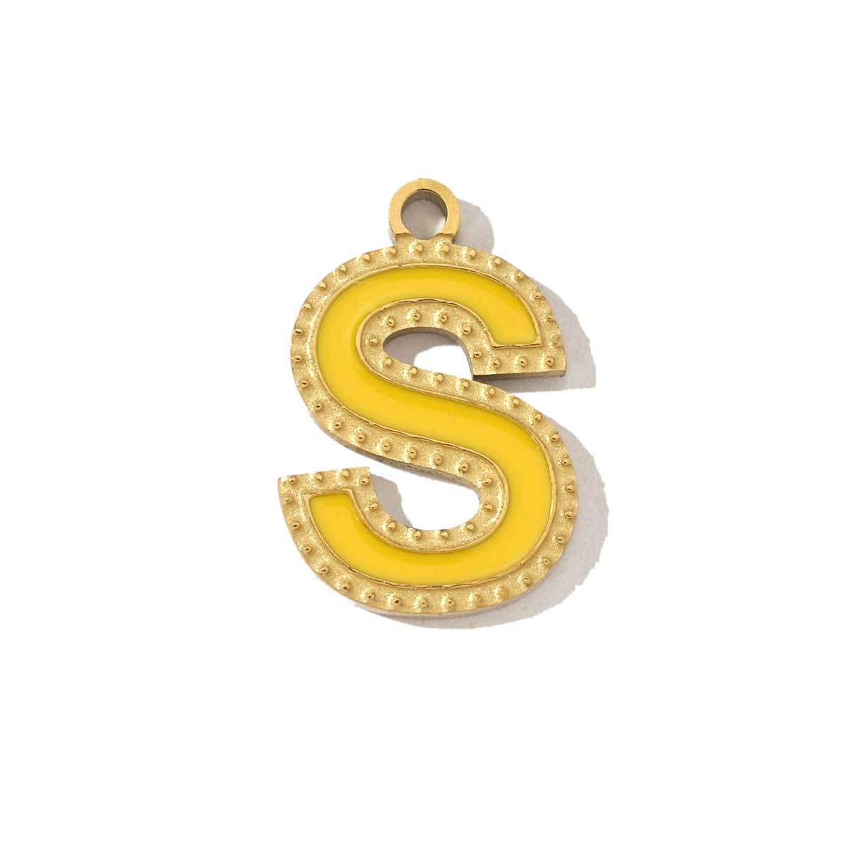 6pcs/pack Fashion Stainless Steel Colorful Enamel Initial Alphabet A-Z Charms Letter Necklace DIY Small Pendant Wholesale