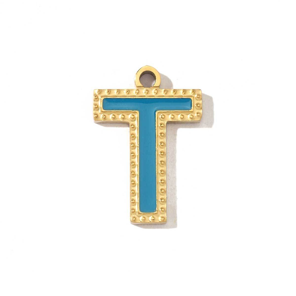 6pcs/pack Fashion Stainless Steel Colorful Enamel Initial Alphabet A-Z Charms Letter Necklace DIY Small Pendant Wholesale