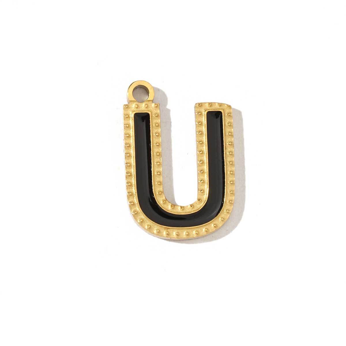 6pcs/pack Fashion Stainless Steel Colorful Enamel Initial Alphabet A-Z Charms Letter Necklace DIY Small Pendant Wholesale