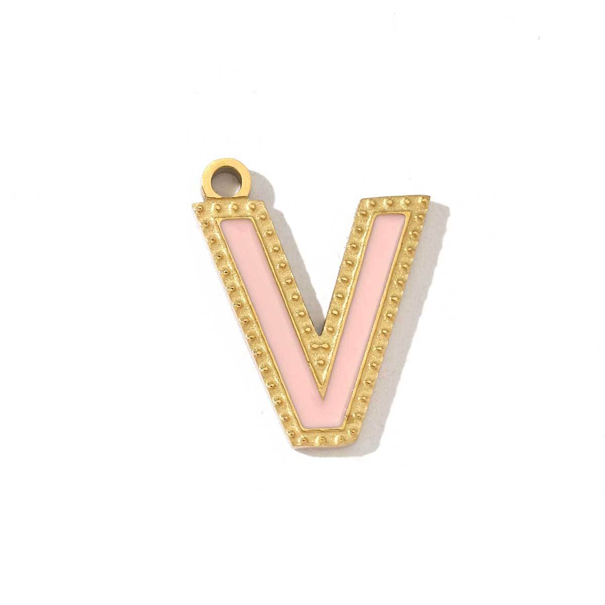 6pcs/pack Fashion Stainless Steel Colorful Enamel Initial Alphabet A-Z Charms Letter Necklace DIY Small Pendant Wholesale