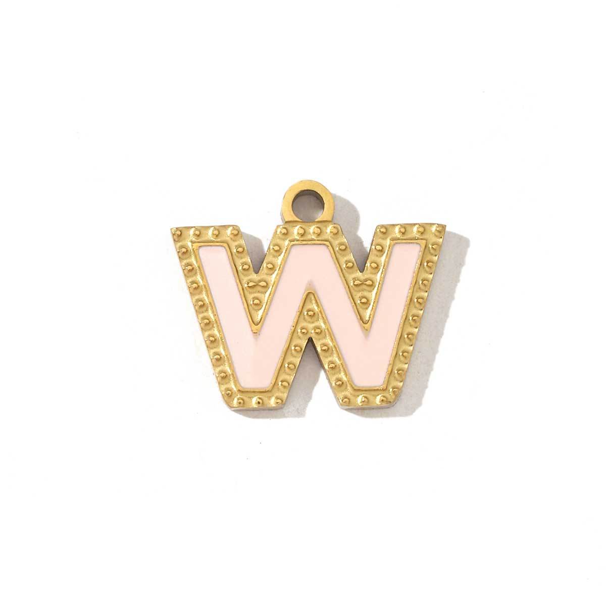 6pcs/pack Fashion Stainless Steel Colorful Enamel Initial Alphabet A-Z Charms Letter Necklace DIY Small Pendant Wholesale