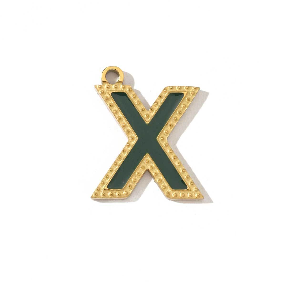 6pcs/pack Fashion Stainless Steel Colorful Enamel Initial Alphabet A-Z Charms Letter Necklace DIY Small Pendant Wholesale