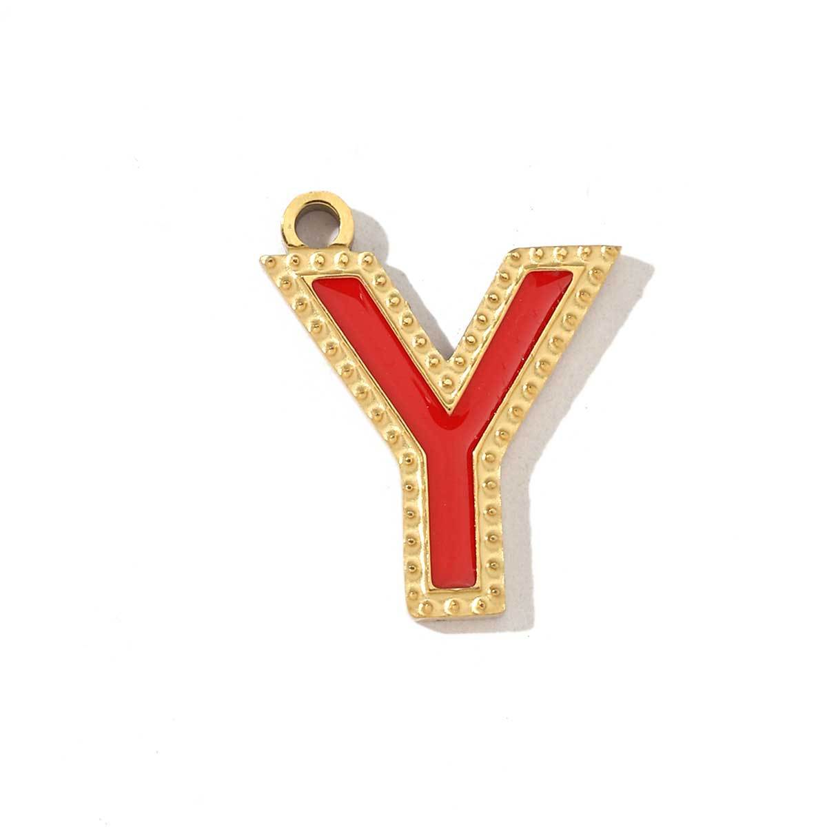 6pcs/pack Fashion Stainless Steel Colorful Enamel Initial Alphabet A-Z Charms Letter Necklace DIY Small Pendant Wholesale