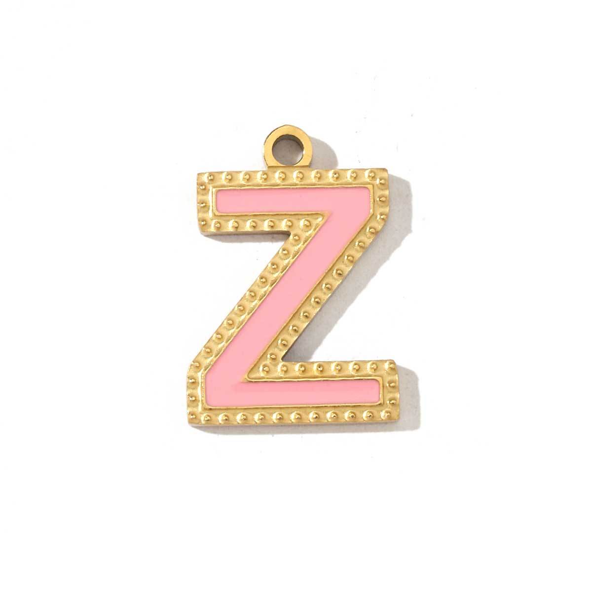 6pcs/pack Fashion Stainless Steel Colorful Enamel Initial Alphabet A-Z Charms Letter Necklace DIY Small Pendant Wholesale