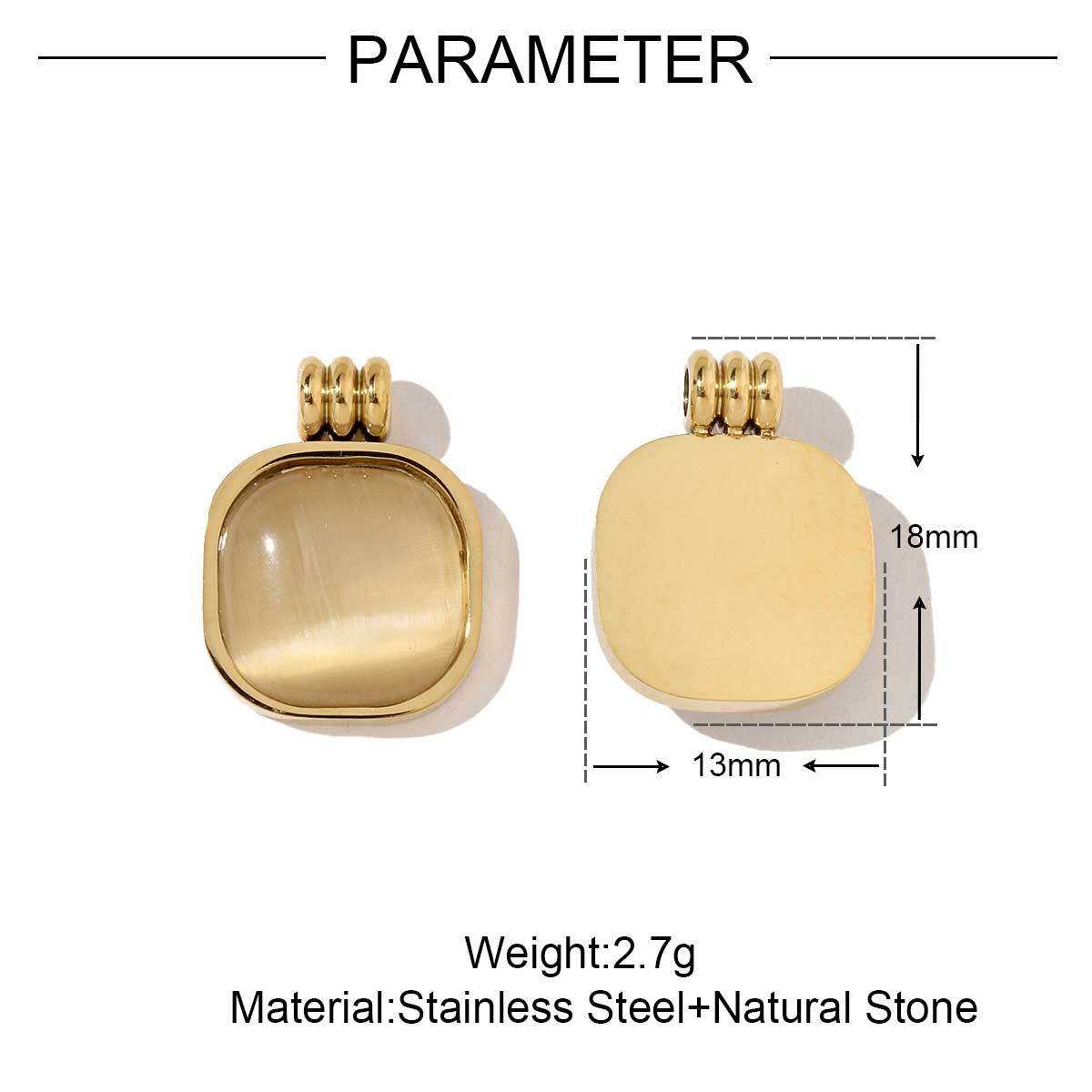 6pcs/pack French Style Stainless Steel 18K Gold Color Natural Stone Rhombus Heart Charms Necklace DIY Small Pendant Wholesale