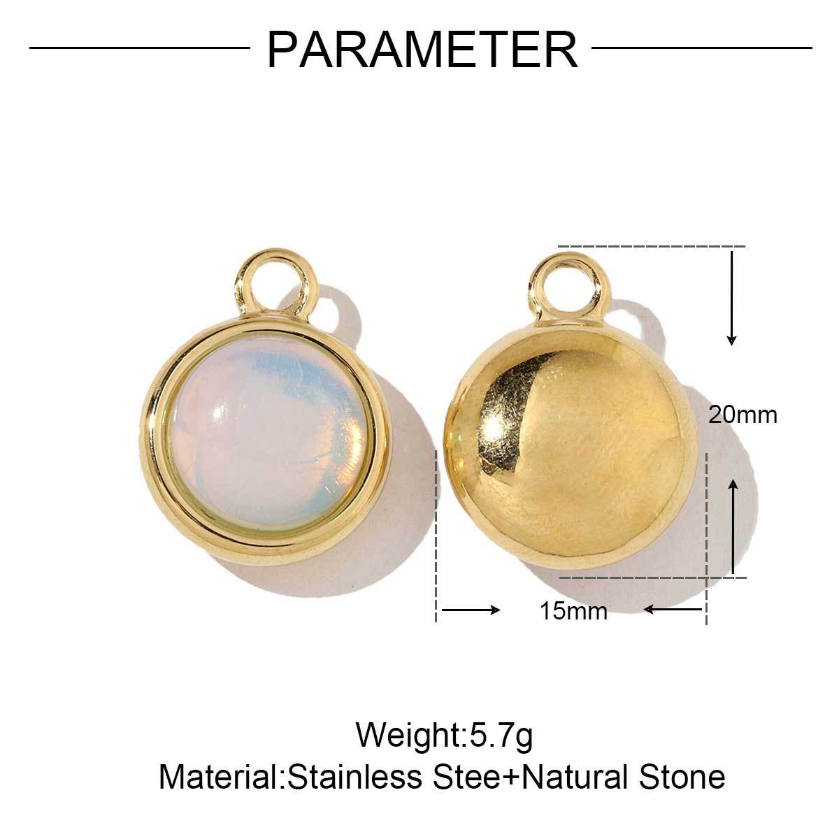 6pcs/pack French Style Stainless Steel 18K Gold Color Natural Stone Rhombus Heart Charms Necklace DIY Small Pendant Wholesale