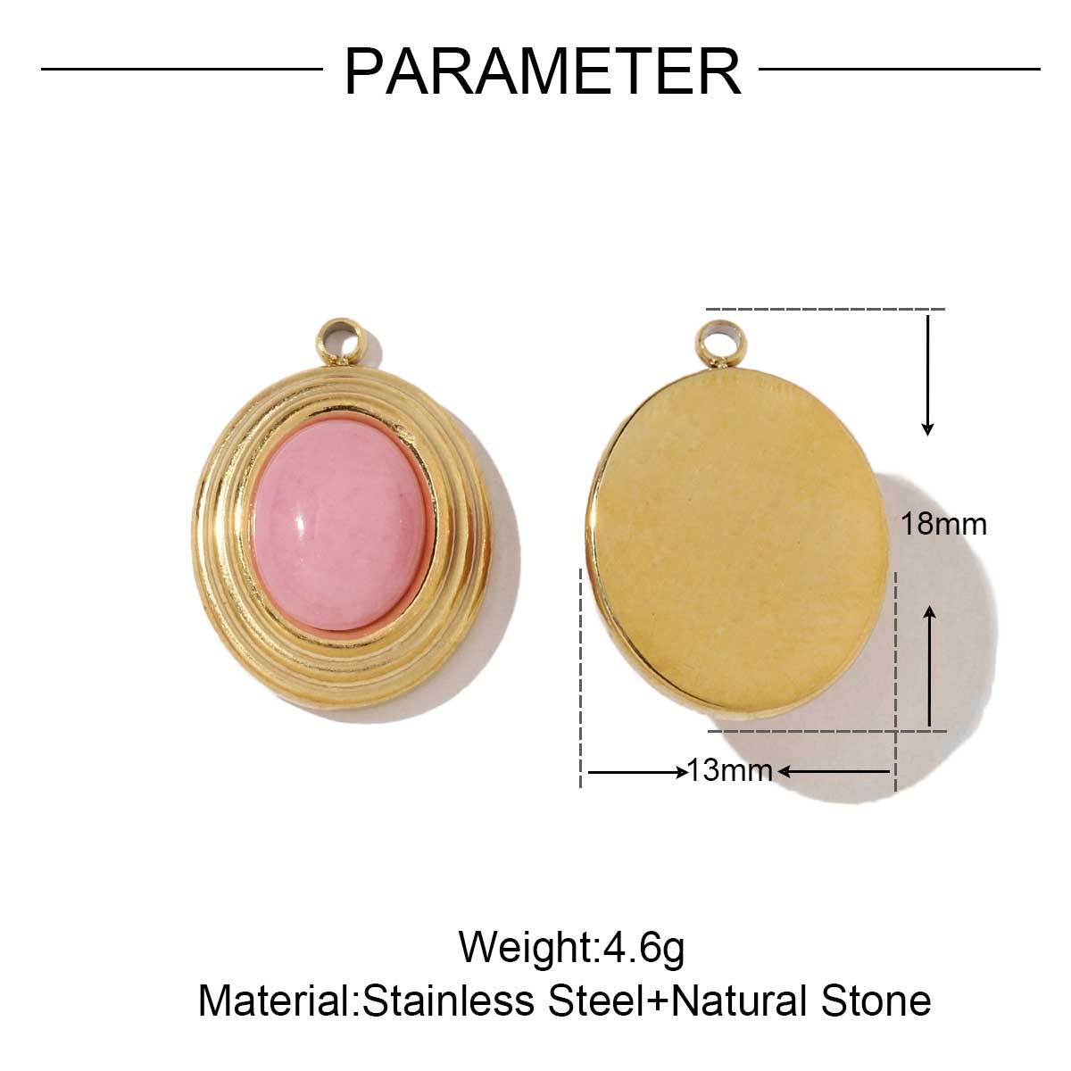 6pcs/pack French Style Stainless Steel 18K Gold Color Natural Stone Rhombus Heart Charms Necklace DIY Small Pendant Wholesale