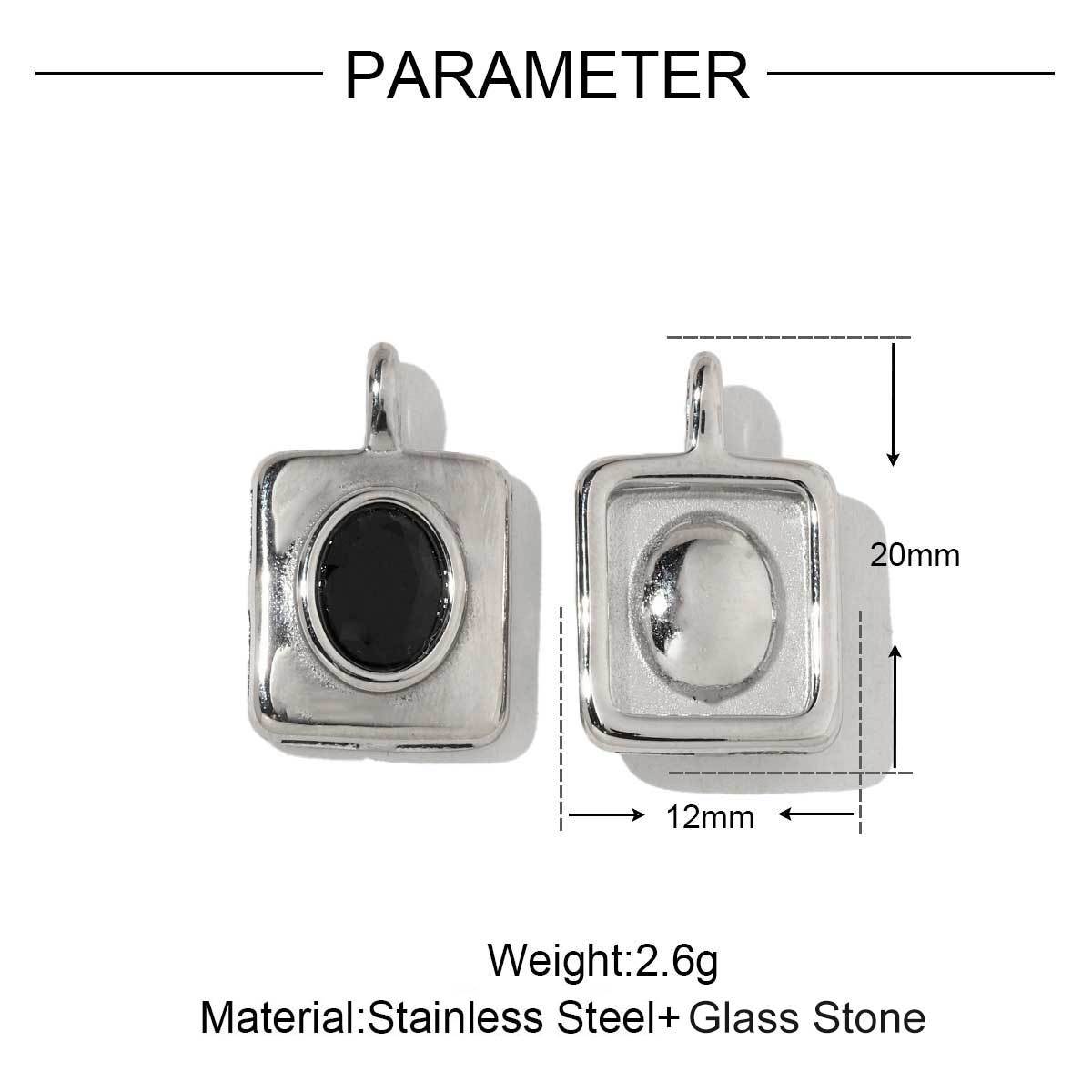 6pcs/pack French Style Stainless Steel 18K Gold Color Natural Stone Rhombus Heart Charms Necklace DIY Small Pendant Wholesale