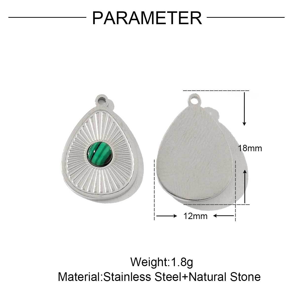 6pcs/pack French Style Stainless Steel 18K Gold Color Natural Stone Rhombus Heart Charms Necklace DIY Small Pendant Wholesale