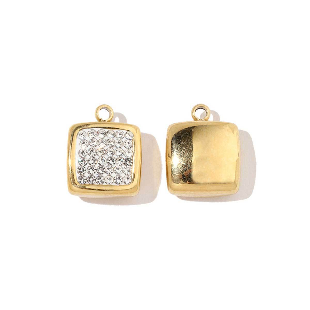 6pcs/pack French Style Stainless Steel Gold Color Hollow Geometric Charms Enamel Heart DIY Small Accessories For Necklaces Making