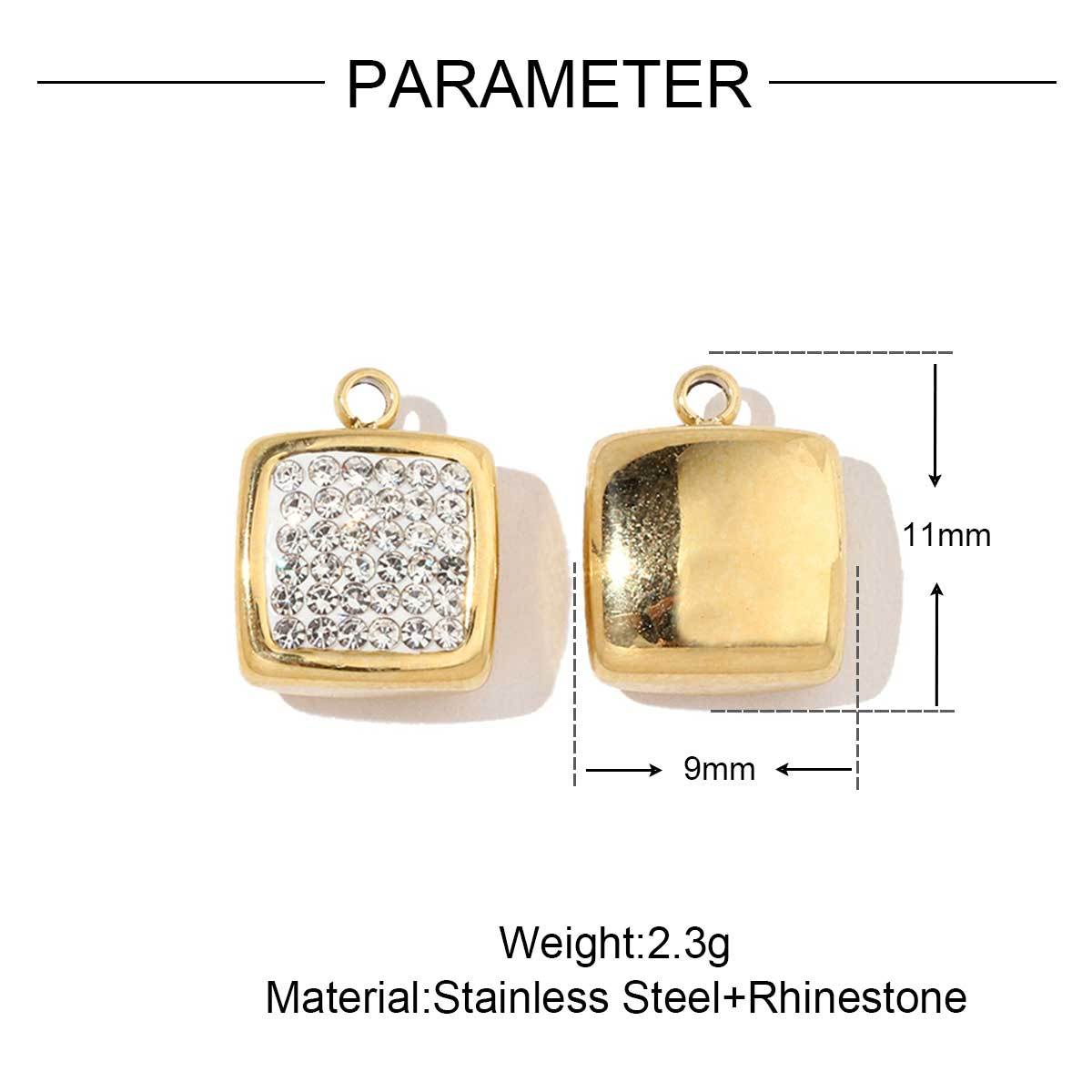 6pcs/pack French Style Stainless Steel Gold Color Hollow Geometric Charms Enamel Heart DIY Small Accessories For Necklaces Making