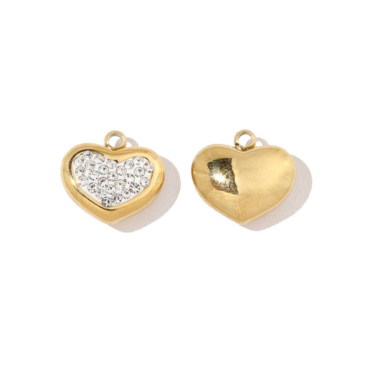 6pcs/pack French Style Stainless Steel Gold Color Hollow Geometric Charms Enamel Heart DIY Small Accessories For Necklaces Making