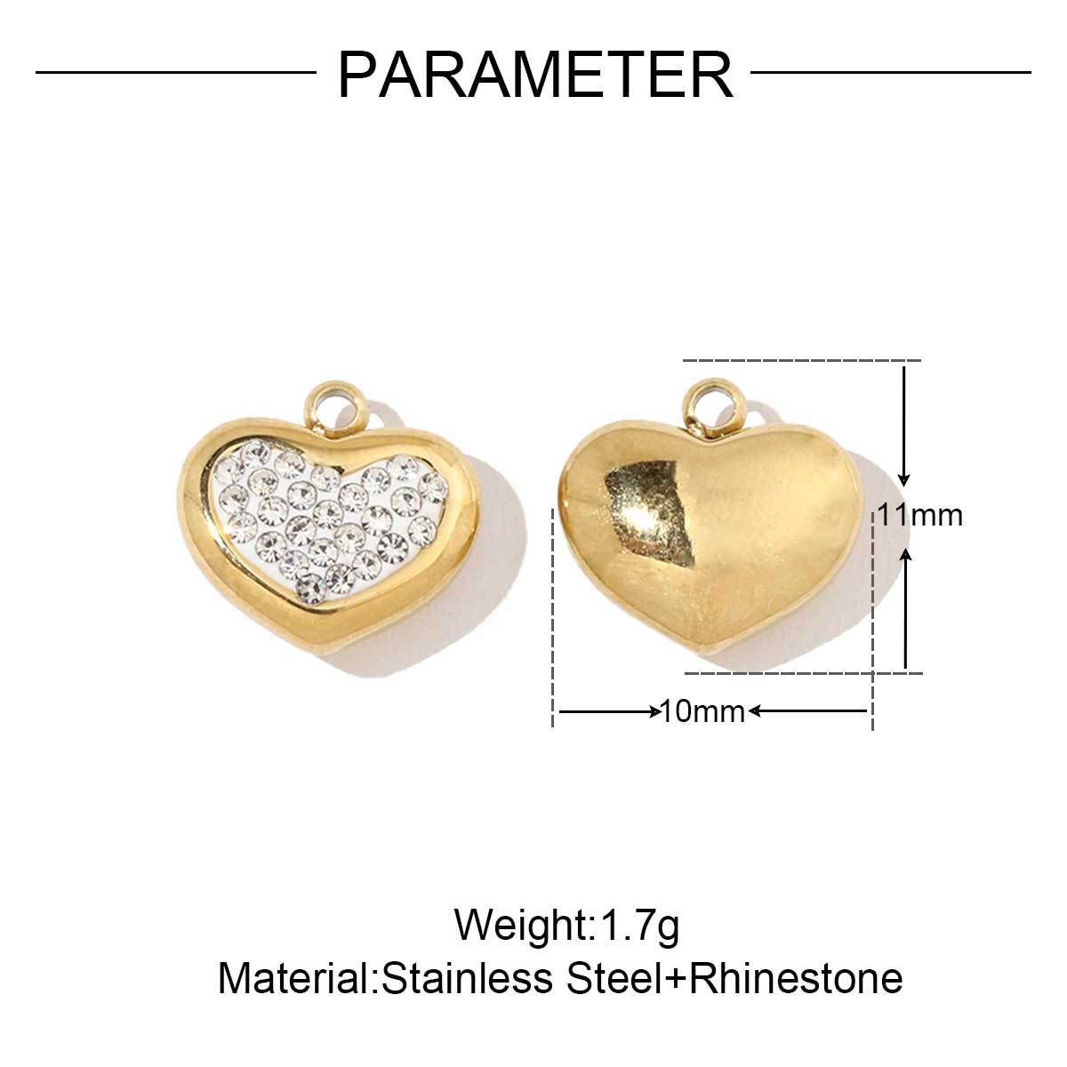 6pcs/pack French Style Stainless Steel Gold Color Hollow Geometric Charms Enamel Heart DIY Small Accessories For Necklaces Making