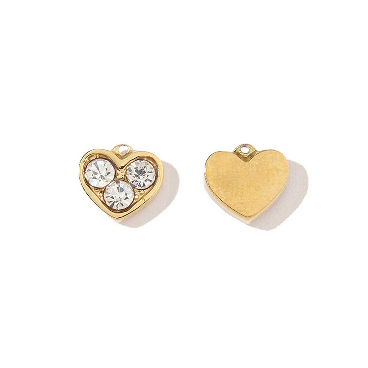 6pcs/pack French Style Stainless Steel Gold Color Hollow Geometric Charms Enamel Heart DIY Small Accessories For Necklaces Making
