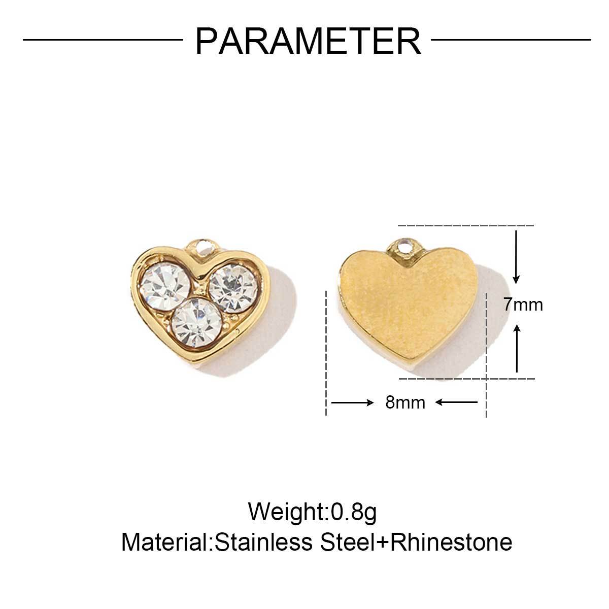 6pcs/pack French Style Stainless Steel Gold Color Hollow Geometric Charms Enamel Heart DIY Small Accessories For Necklaces Making