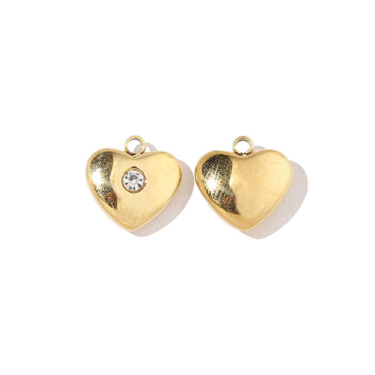 6pcs/pack French Style Stainless Steel Gold Color Hollow Geometric Charms Enamel Heart DIY Small Accessories For Necklaces Making