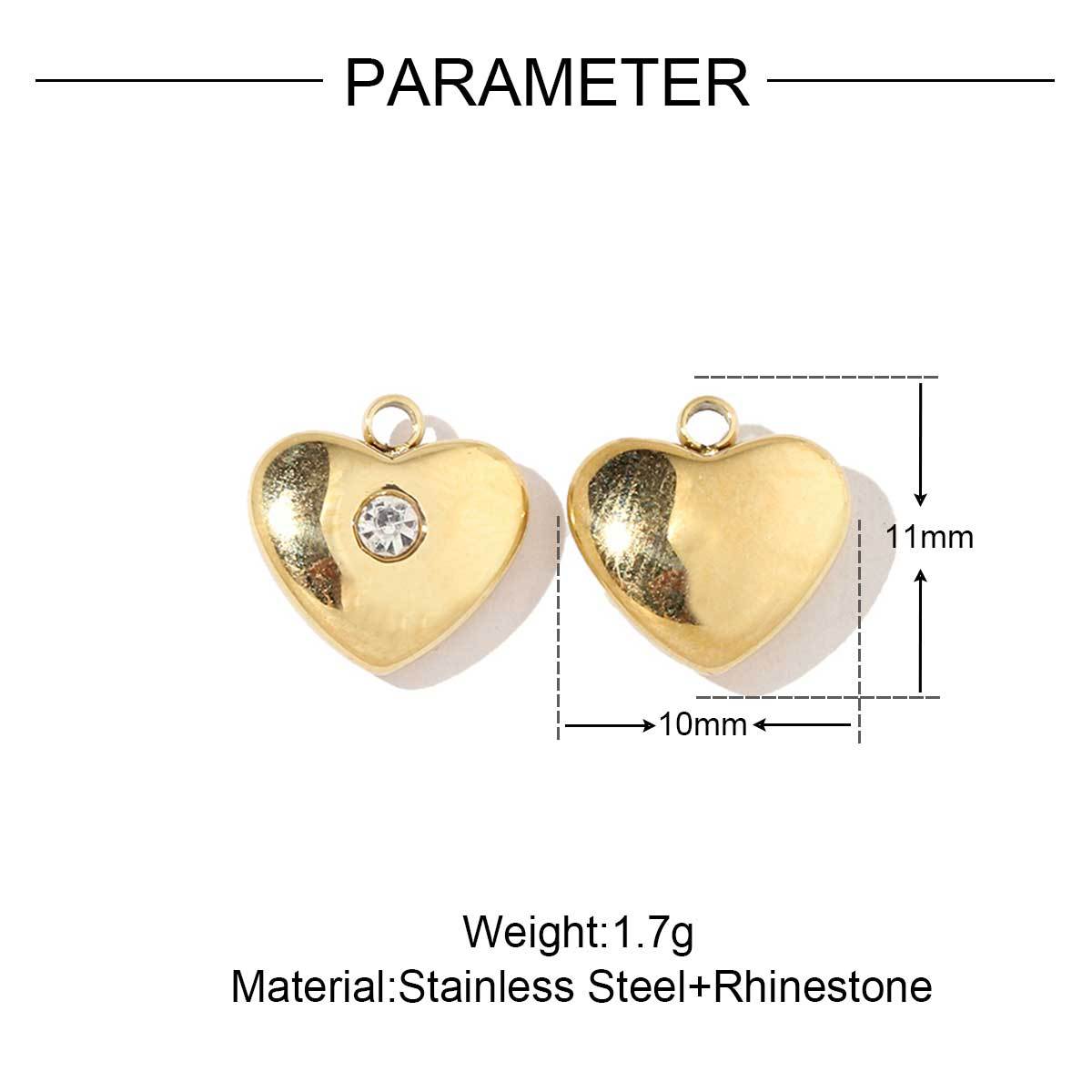 6pcs/pack French Style Stainless Steel Gold Color Hollow Geometric Charms Enamel Heart DIY Small Accessories For Necklaces Making