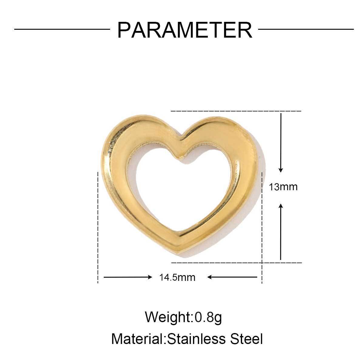 6pcs/pack French Style Stainless Steel Gold Color Hollow Geometric Charms Enamel Heart DIY Small Accessories For Necklaces Making