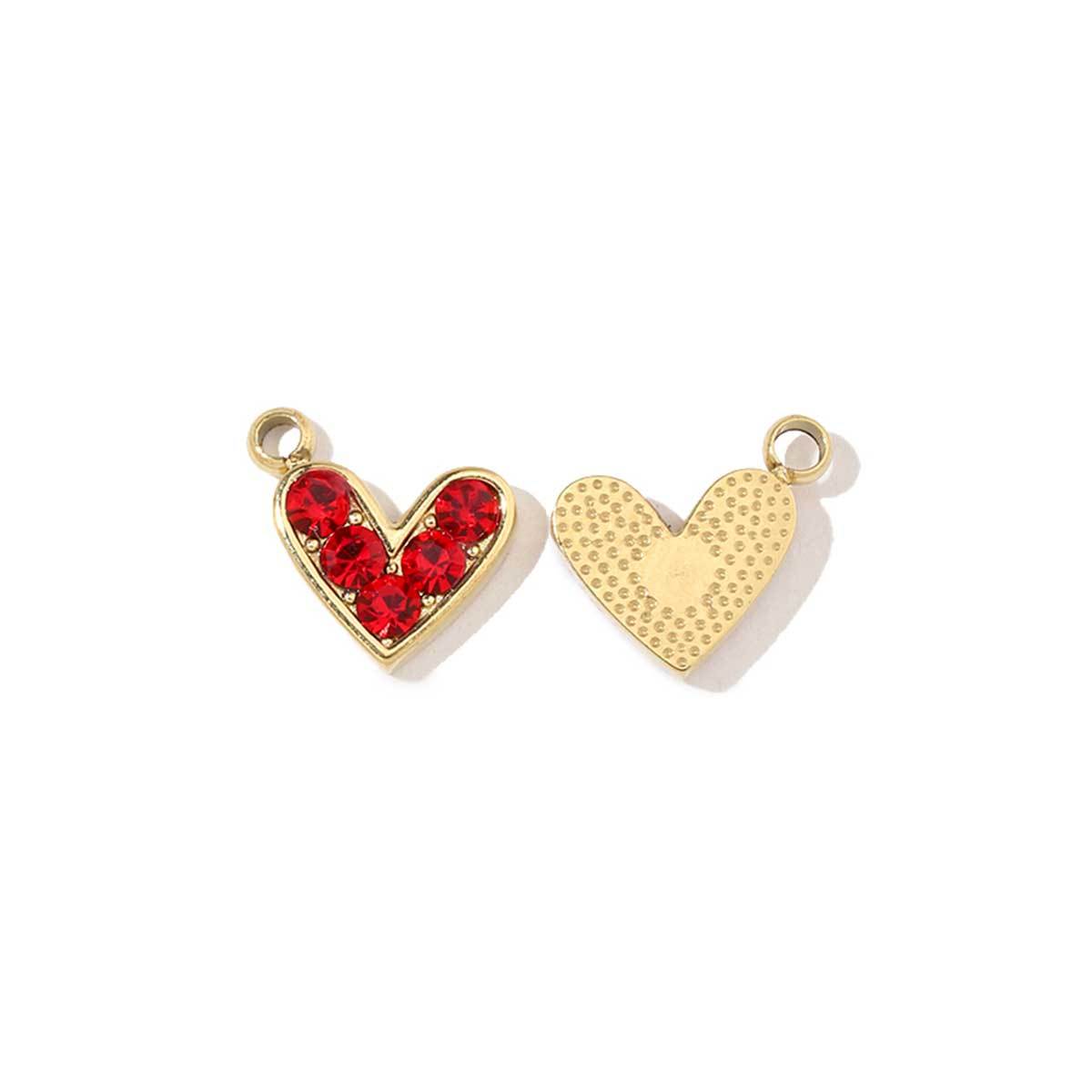6pcs/pack French Style Stainless Steel Gold Color Hollow Geometric Charms Enamel Heart DIY Small Accessories For Necklaces Making
