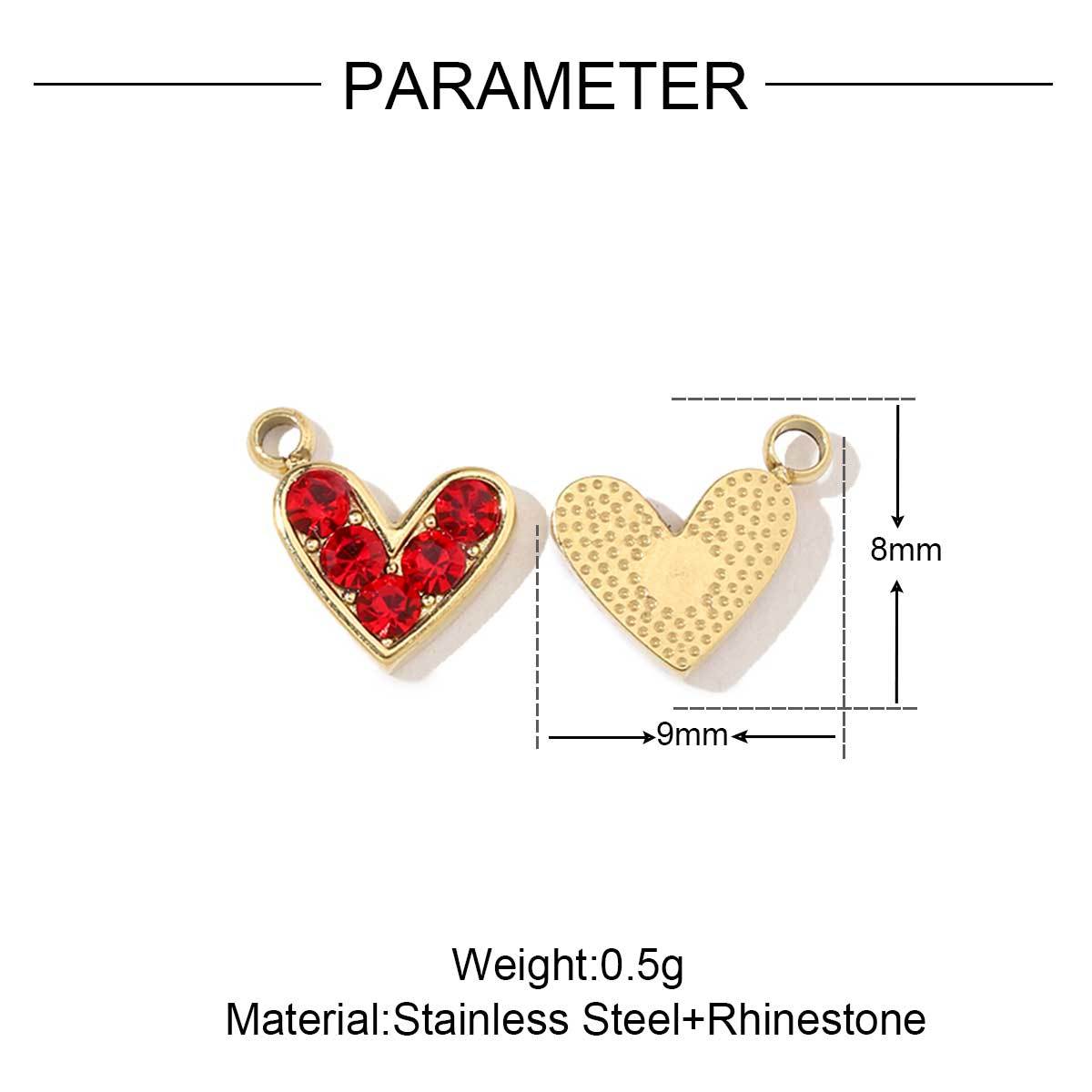 6pcs/pack French Style Stainless Steel Gold Color Hollow Geometric Charms Enamel Heart DIY Small Accessories For Necklaces Making