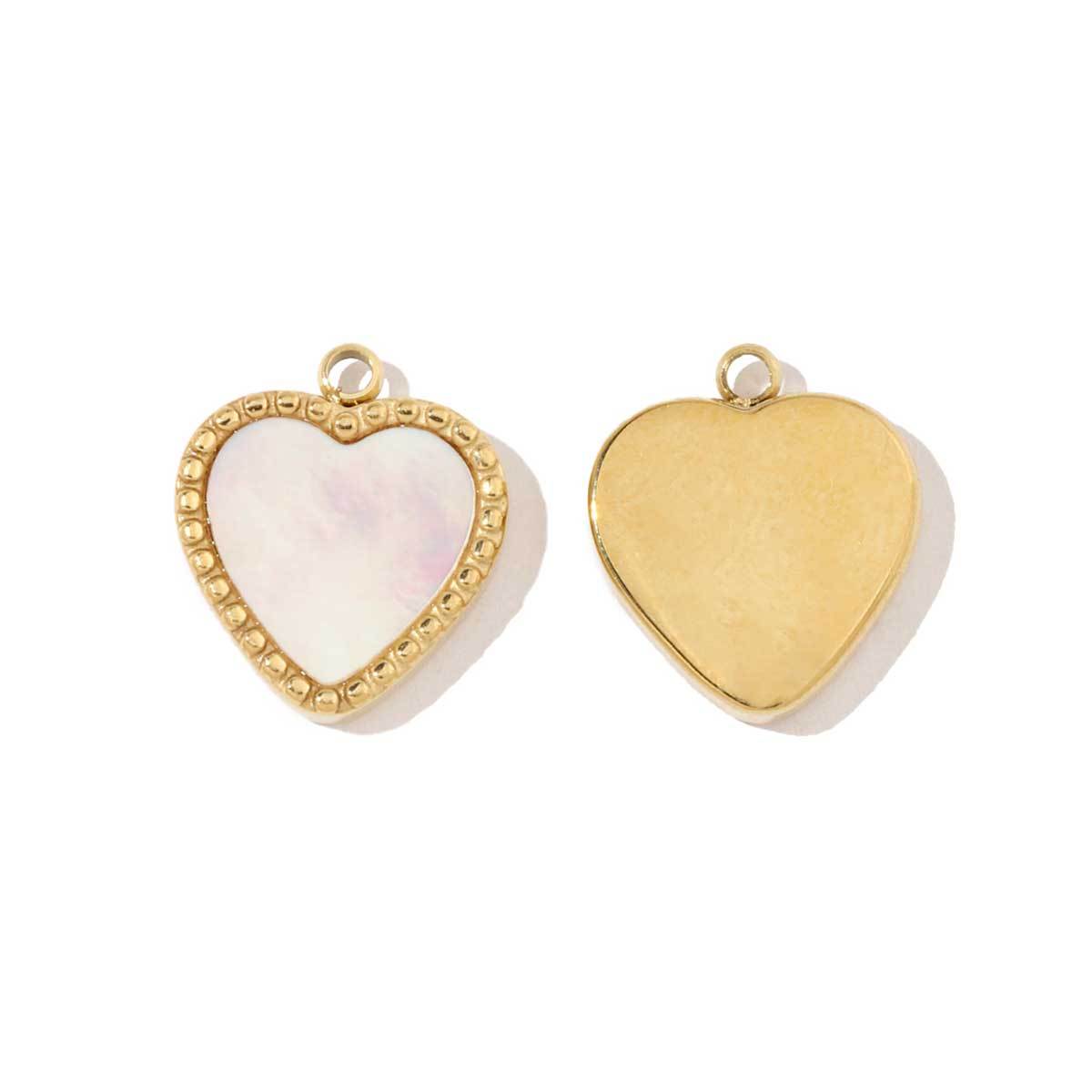 6pcs/pack French Style Stainless Steel Gold Color Hollow Geometric Charms Enamel Heart DIY Small Accessories For Necklaces Making