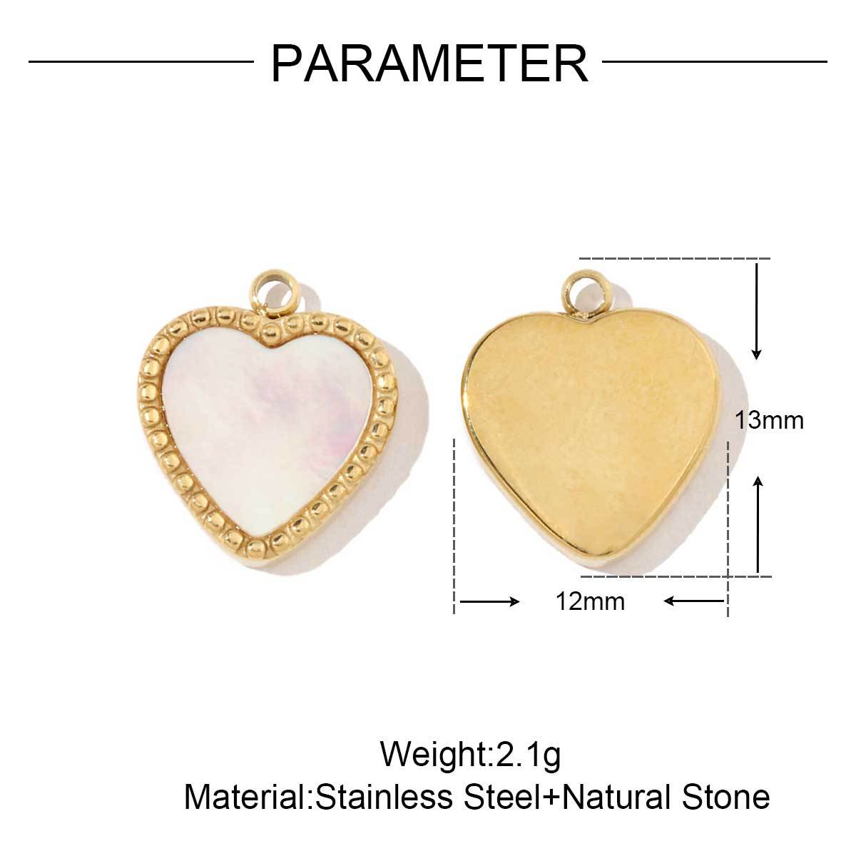 6pcs/pack French Style Stainless Steel Gold Color Hollow Geometric Charms Enamel Heart DIY Small Accessories For Necklaces Making
