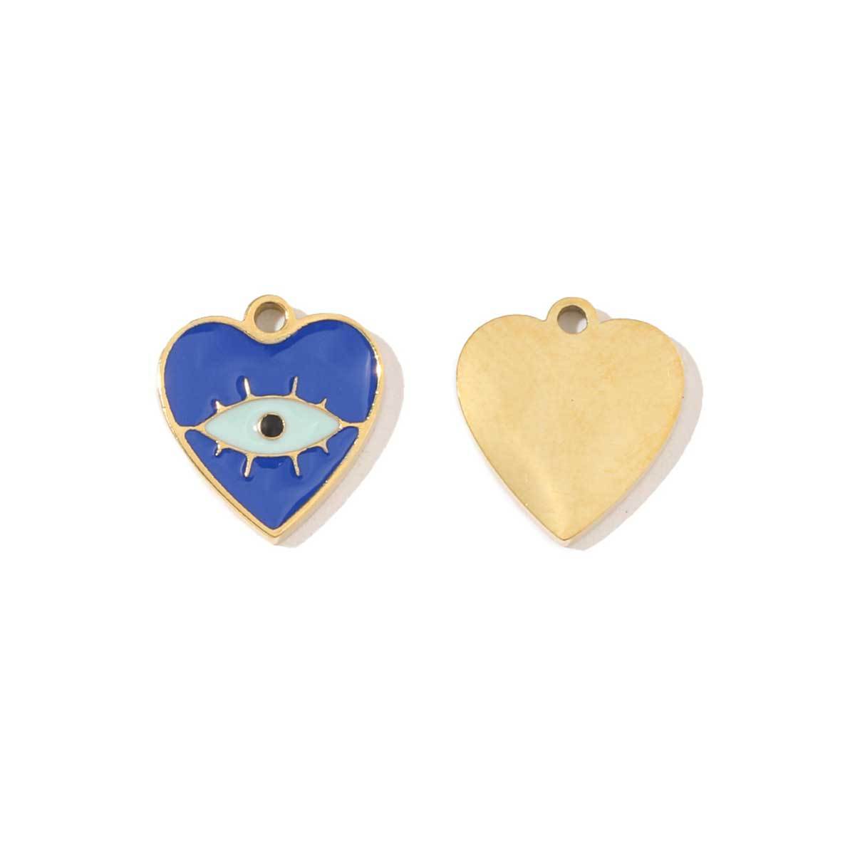 6pcs/pack French Style Stainless Steel Gold Color Hollow Geometric Charms Enamel Heart DIY Small Accessories For Necklaces Making
