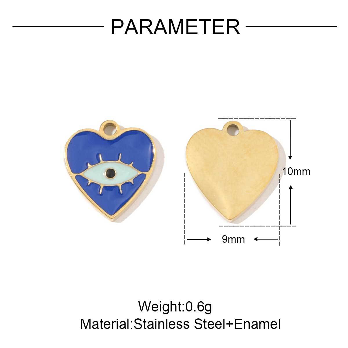 6pcs/pack French Style Stainless Steel Gold Color Hollow Geometric Charms Enamel Heart DIY Small Accessories For Necklaces Making