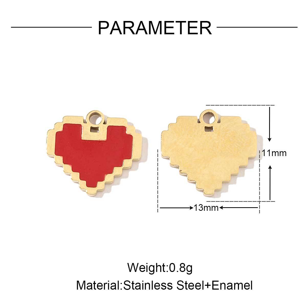 6pcs/pack French Style Stainless Steel Gold Color Hollow Geometric Charms Enamel Heart DIY Small Accessories For Necklaces Making