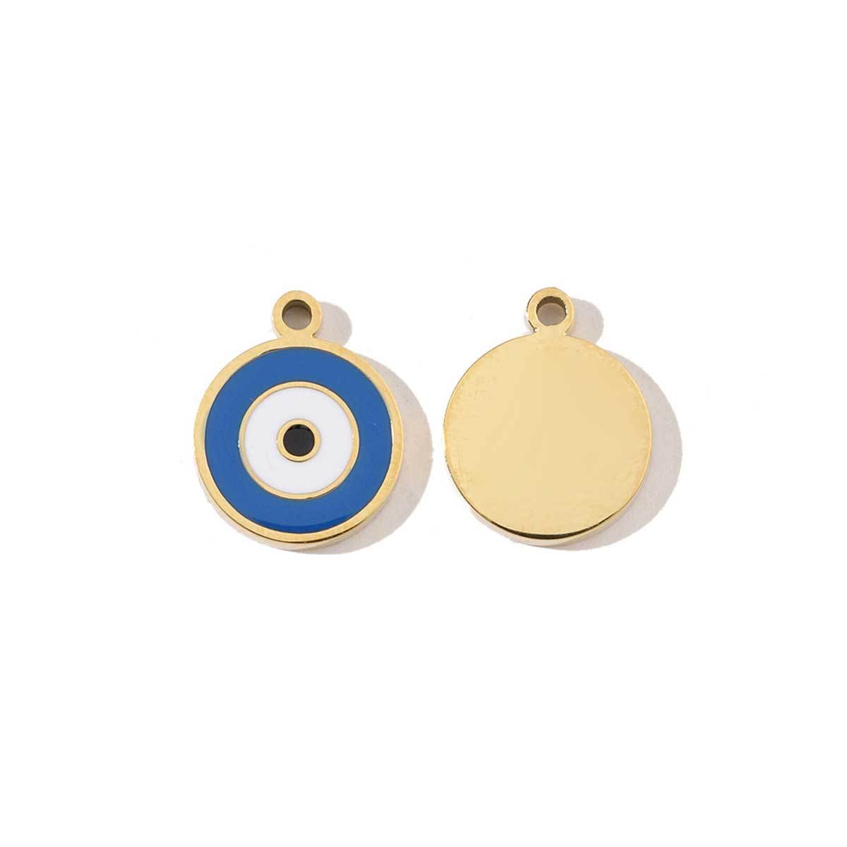 6pcs/pack Stainless Steel 18k Gold Color Heart Buddha Eye Charms Wholesale Pin Spanner DIY Small Pendant For Jewelry Making