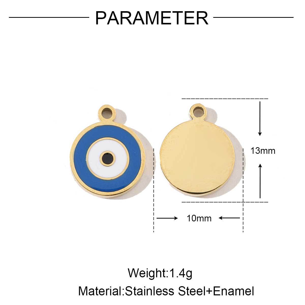 6pcs/pack Stainless Steel 18k Gold Color Heart Buddha Eye Charms Wholesale Pin Spanner DIY Small Pendant For Jewelry Making