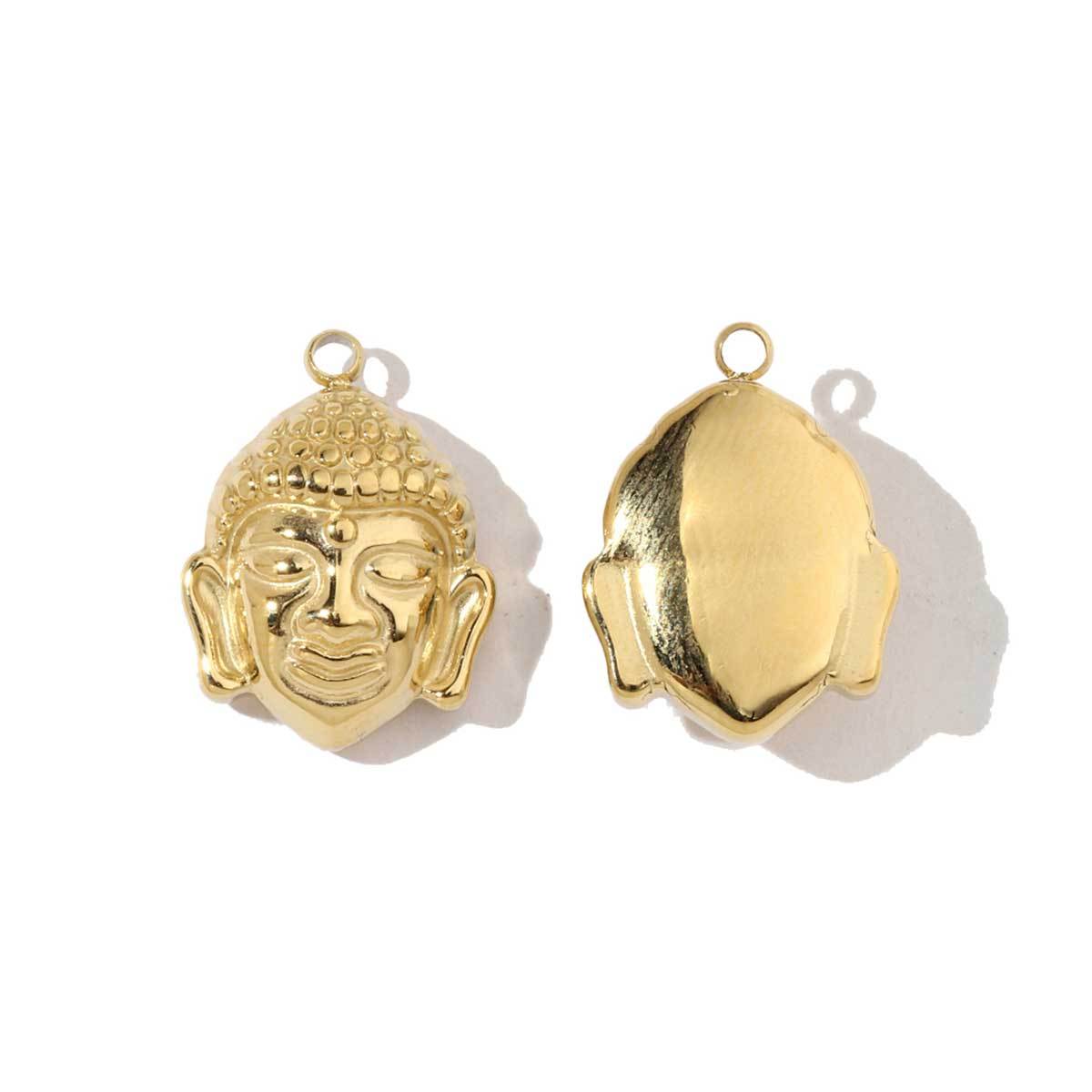 6pcs/pack Stainless Steel 18k Gold Color Heart Buddha Eye Charms Wholesale Pin Spanner DIY Small Pendant For Jewelry Making
