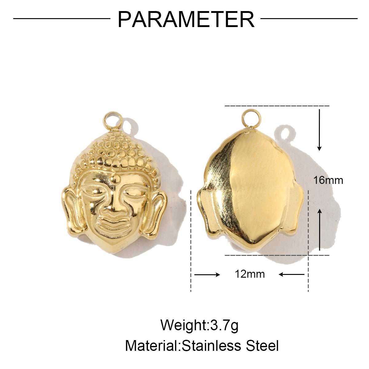 6pcs/pack Stainless Steel 18k Gold Color Heart Buddha Eye Charms Wholesale Pin Spanner DIY Small Pendant For Jewelry Making