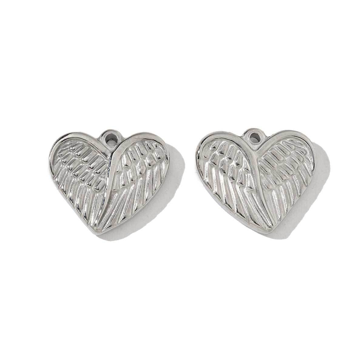 6pcs/pack Stainless Steel Metal Color Irregular Love Heart Wing Charms  Lock Cloud Geometry Necklace DIY Small Pendant Wholesale