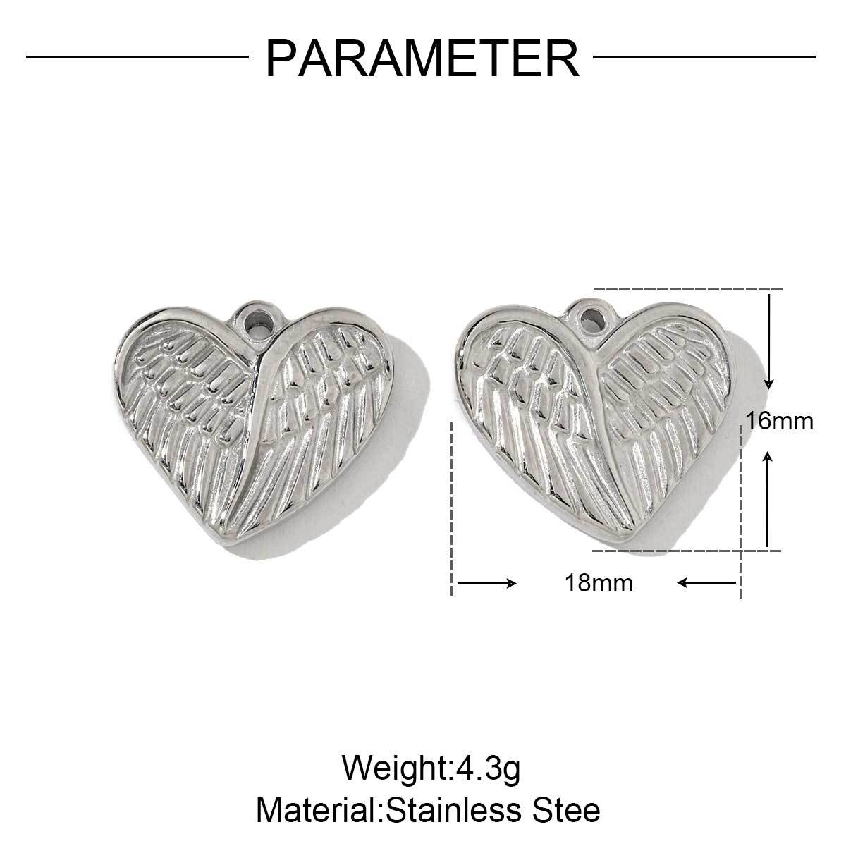 6pcs/pack Stainless Steel Metal Color Irregular Love Heart Wing Charms  Lock Cloud Geometry Necklace DIY Small Pendant Wholesale