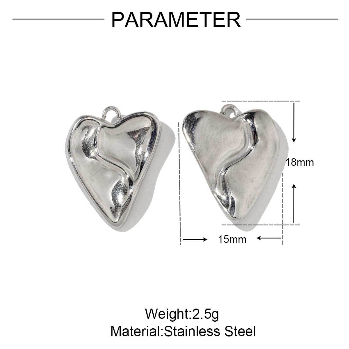 6pcs/pack Stainless Steel Metal Color Irregular Love Heart Wing Charms  Lock Cloud Geometry Necklace DIY Small Pendant Wholesale