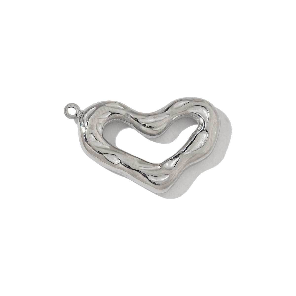 6pcs/pack Stainless Steel Metal Color Irregular Love Heart Wing Charms  Lock Cloud Geometry Necklace DIY Small Pendant Wholesale