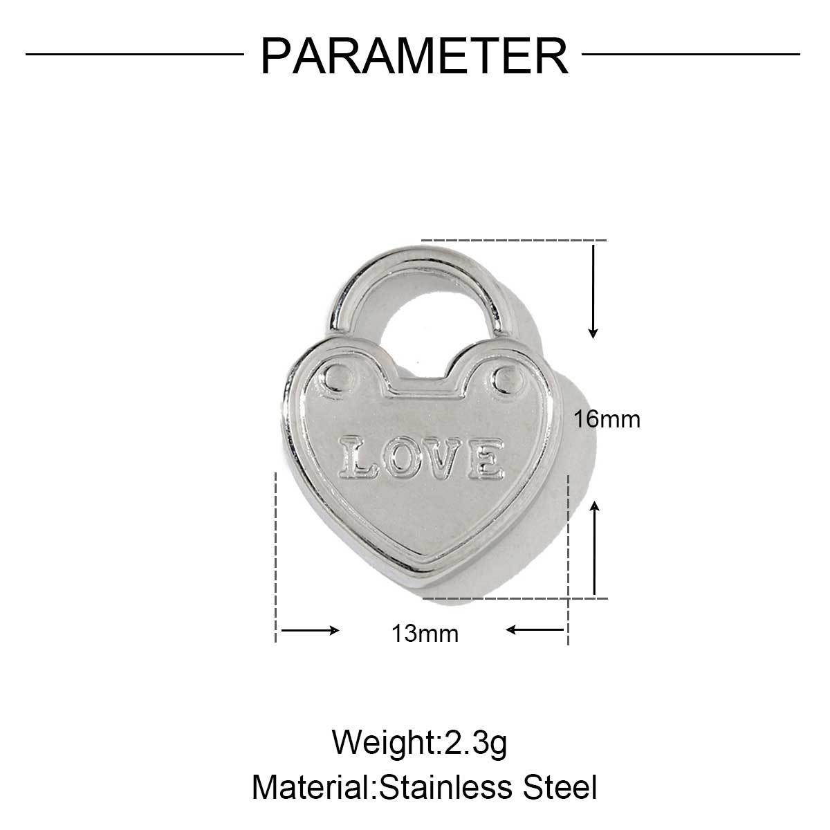 6pcs/pack Stainless Steel Metal Color Irregular Love Heart Wing Charms  Lock Cloud Geometry Necklace DIY Small Pendant Wholesale