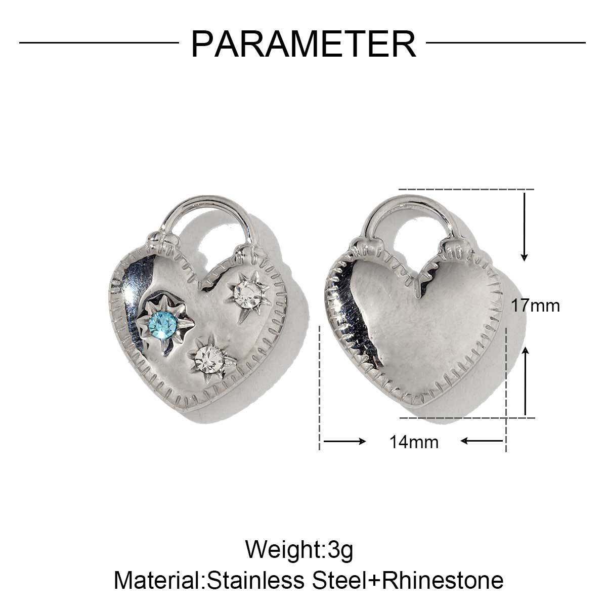 6pcs/pack Stainless Steel Metal Color Irregular Love Heart Wing Charms  Lock Cloud Geometry Necklace DIY Small Pendant Wholesale