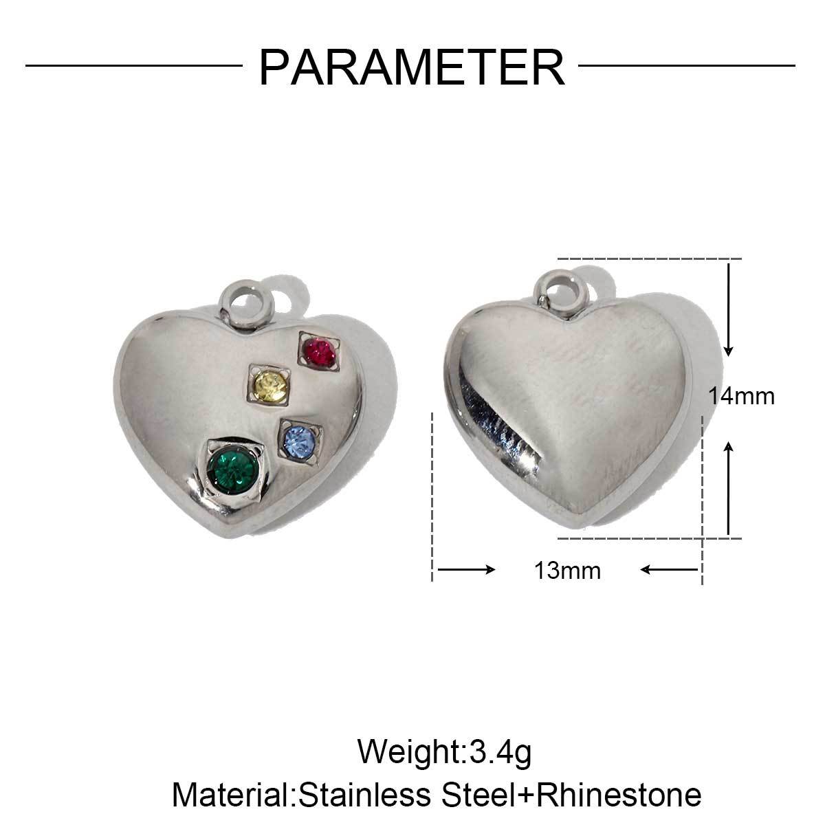6pcs/pack Stainless Steel Metal Color Irregular Love Heart Wing Charms  Lock Cloud Geometry Necklace DIY Small Pendant Wholesale