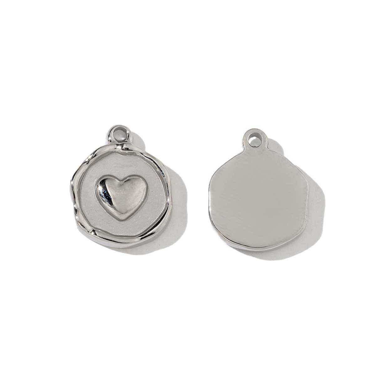6pcs/pack Stainless Steel Metal Color Irregular Love Heart Wing Charms  Lock Cloud Geometry Necklace DIY Small Pendant Wholesale