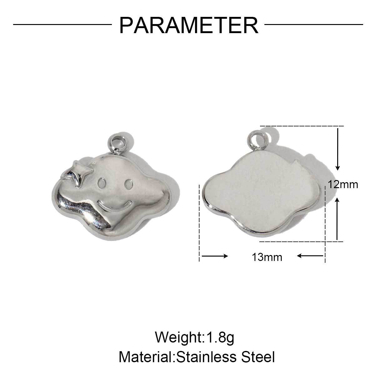 6pcs/pack Stainless Steel Metal Color Irregular Love Heart Wing Charms  Lock Cloud Geometry Necklace DIY Small Pendant Wholesale
