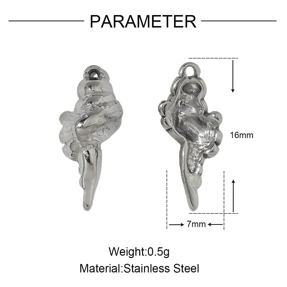 6pcs/pack French Style Stainless Steel Hedgehog Mermaid Charms Bear Wings Seahorse Dog Necklace DIY Small Pendant Wholesale