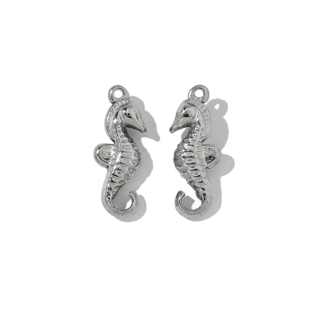 6pcs/pack French Style Stainless Steel Hedgehog Mermaid Charms Bear Wings Seahorse Dog Necklace DIY Small Pendant Wholesale