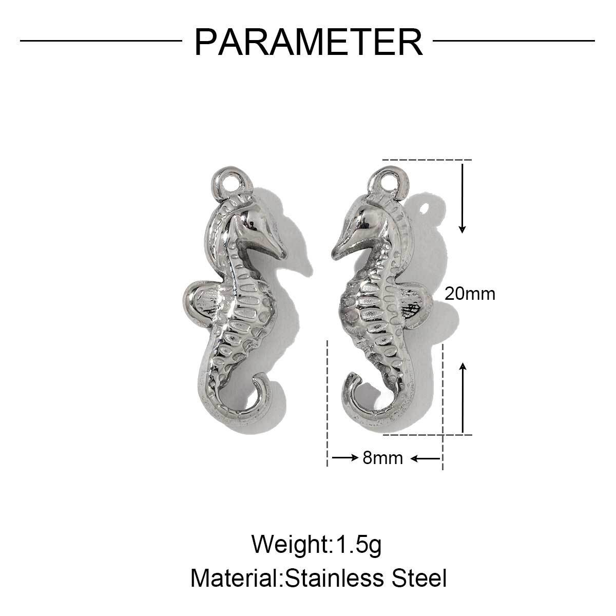 6pcs/pack French Style Stainless Steel Hedgehog Mermaid Charms Bear Wings Seahorse Dog Necklace DIY Small Pendant Wholesale