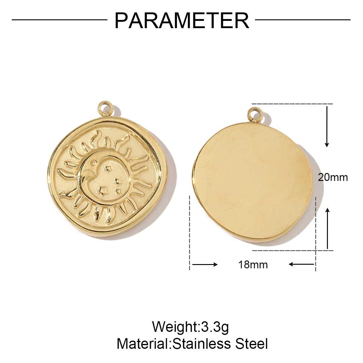 6pcs/pack Stainless Steel Crescent Angel Eye Sun Charms Square Brick Palm Leaf Starfish Necklace DIY Small Pendant Wholesale