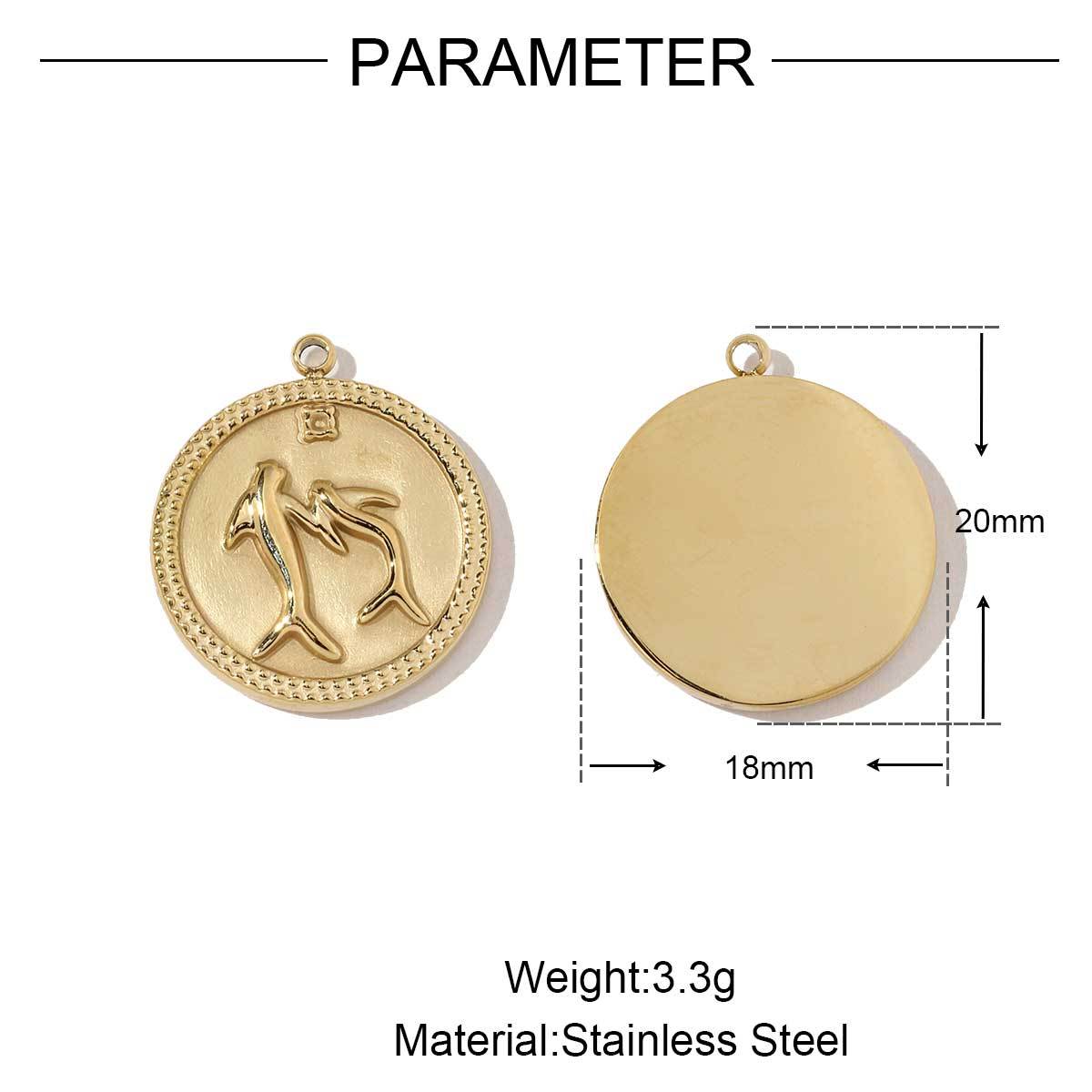 6pcs/pack Stainless Steel Crescent Angel Eye Sun Charms Square Brick Palm Leaf Starfish Necklace DIY Small Pendant Wholesale