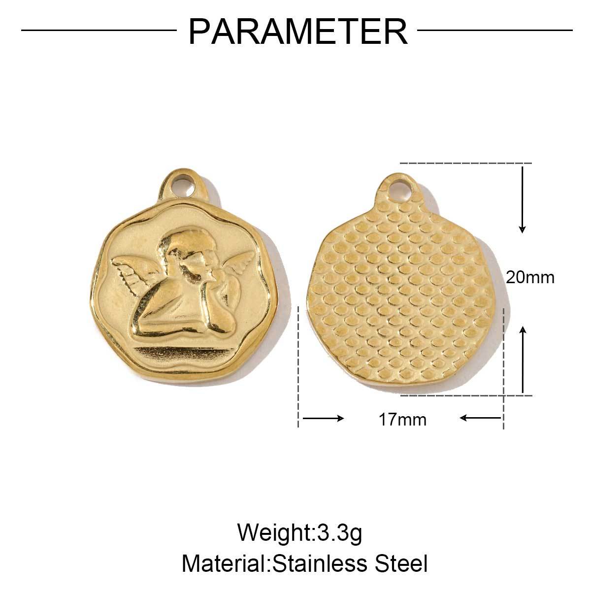 6pcs/pack Stainless Steel Crescent Angel Eye Sun Charms Square Brick Palm Leaf Starfish Necklace DIY Small Pendant Wholesale