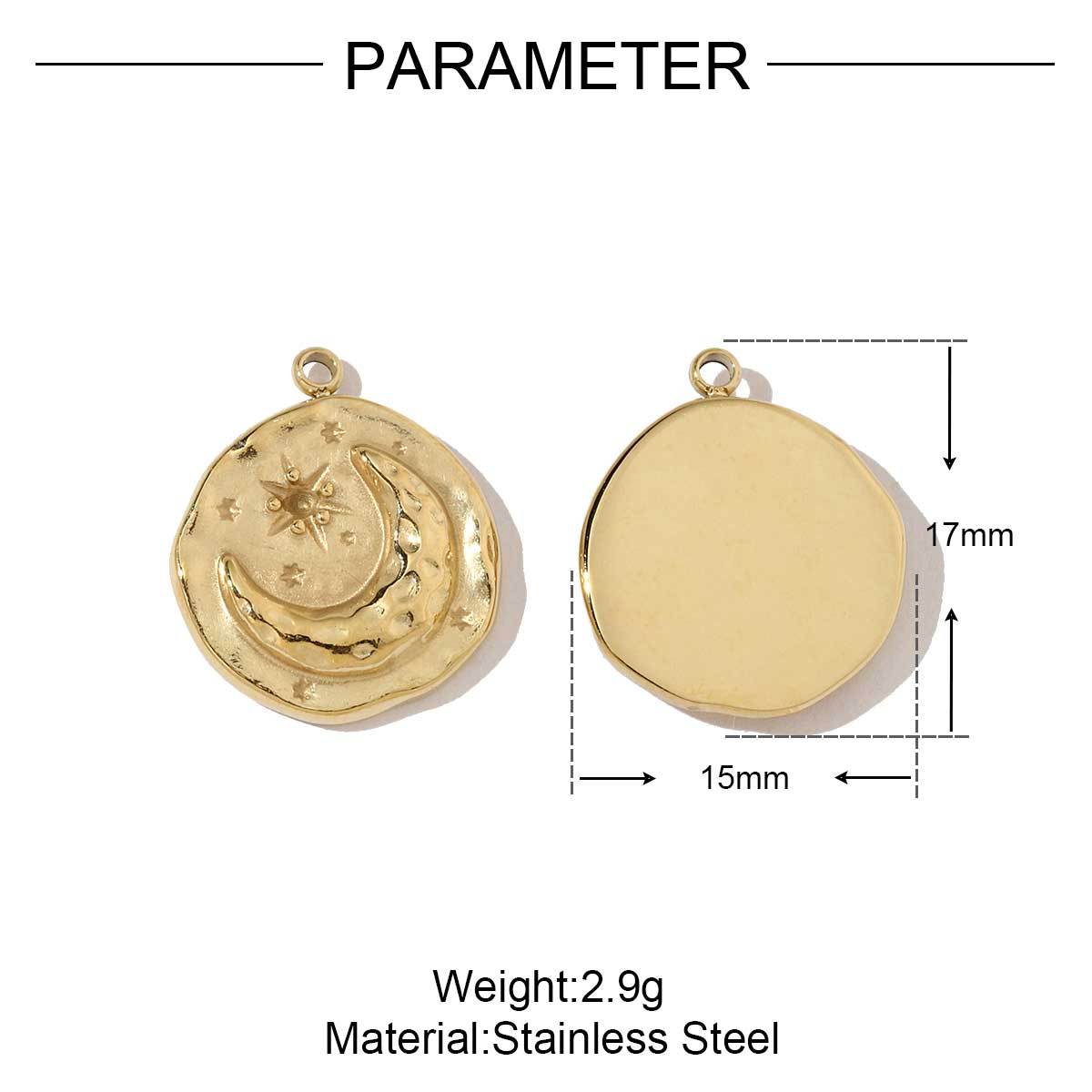 6pcs/pack Stainless Steel Crescent Angel Eye Sun Charms Square Brick Palm Leaf Starfish Necklace DIY Small Pendant Wholesale