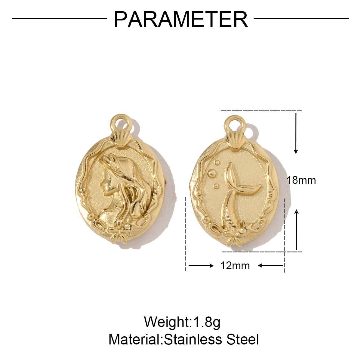 6pcs/pack Stainless Steel Crescent Angel Eye Sun Charms Square Brick Palm Leaf Starfish Necklace DIY Small Pendant Wholesale